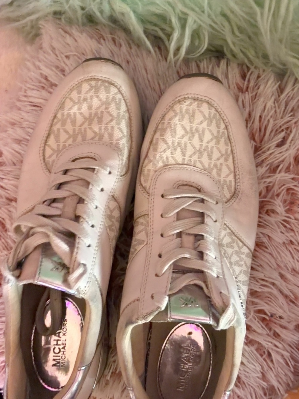 Michael Kors Light Pink MK Logo Lace-Up Sneakers